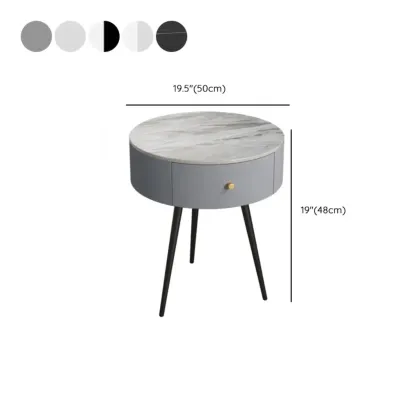 Modern Sintered Stone Top Round Drawer Tripod Nightstand Image - 20