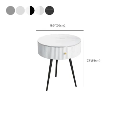 Modern Sintered Stone Top Round Drawer Tripod Nightstand Image - 21