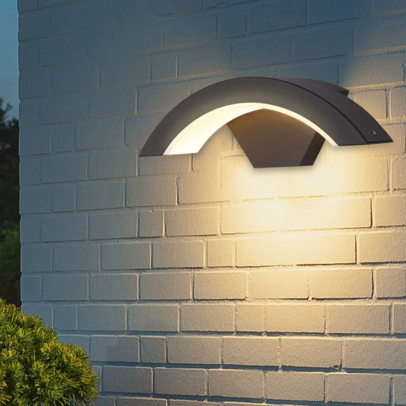 Outdoor Arc Wall Sconce with White Down Shade, Led Light, Hardwired, Polymethyl Methacrylate (pmma) Material Image - 1 | homeyfad