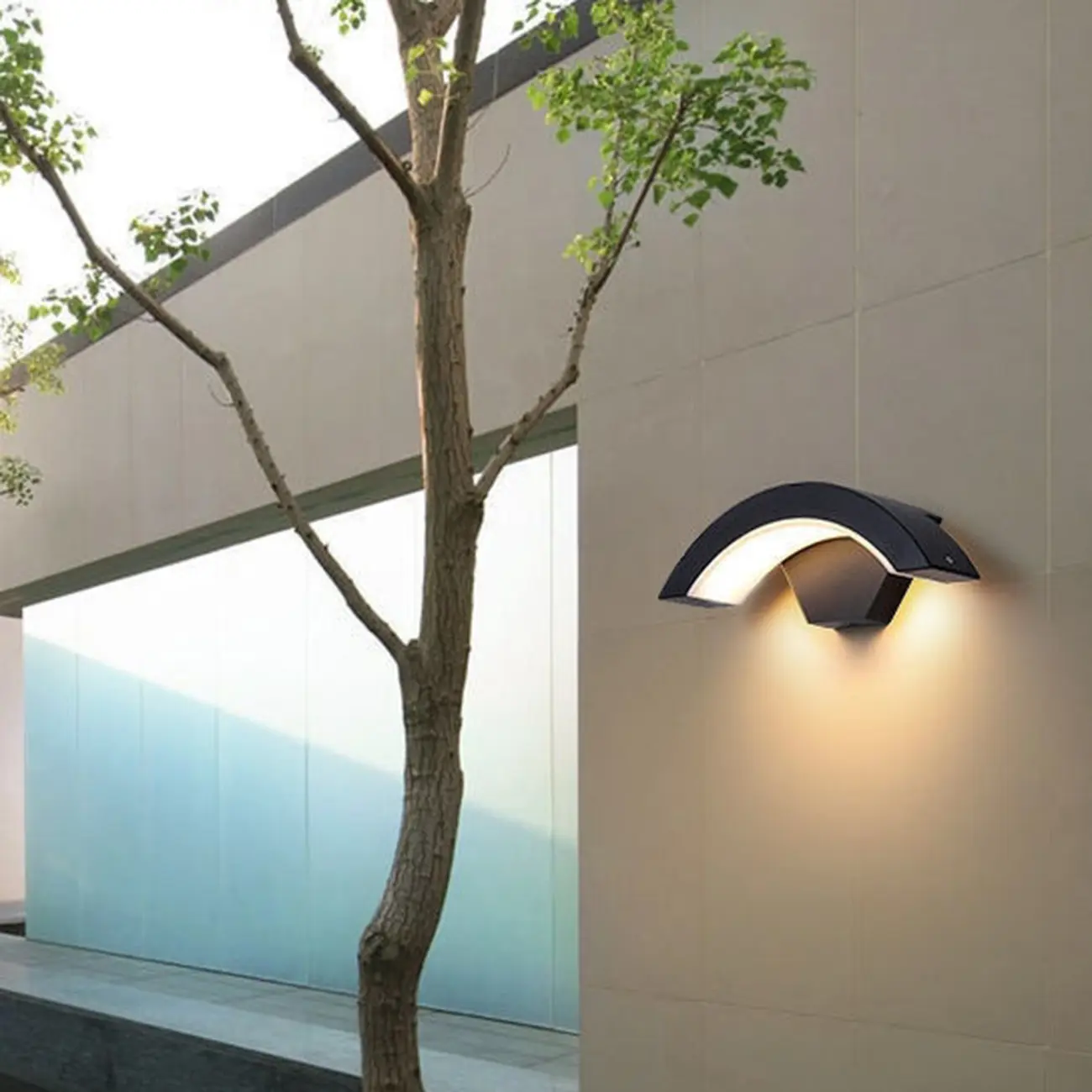 Outdoor Arc Wall Sconce with White Down Shade, Led Light, Hardwired, Polymethyl Methacrylate (pmma) Material Image - 3 | homeyfad