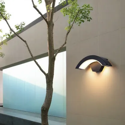 Outdoor Arc Wall Sconce with White Down Shade, Led Light, Hardwired, Polymethyl Methacrylate (pmma) Material Image - 3