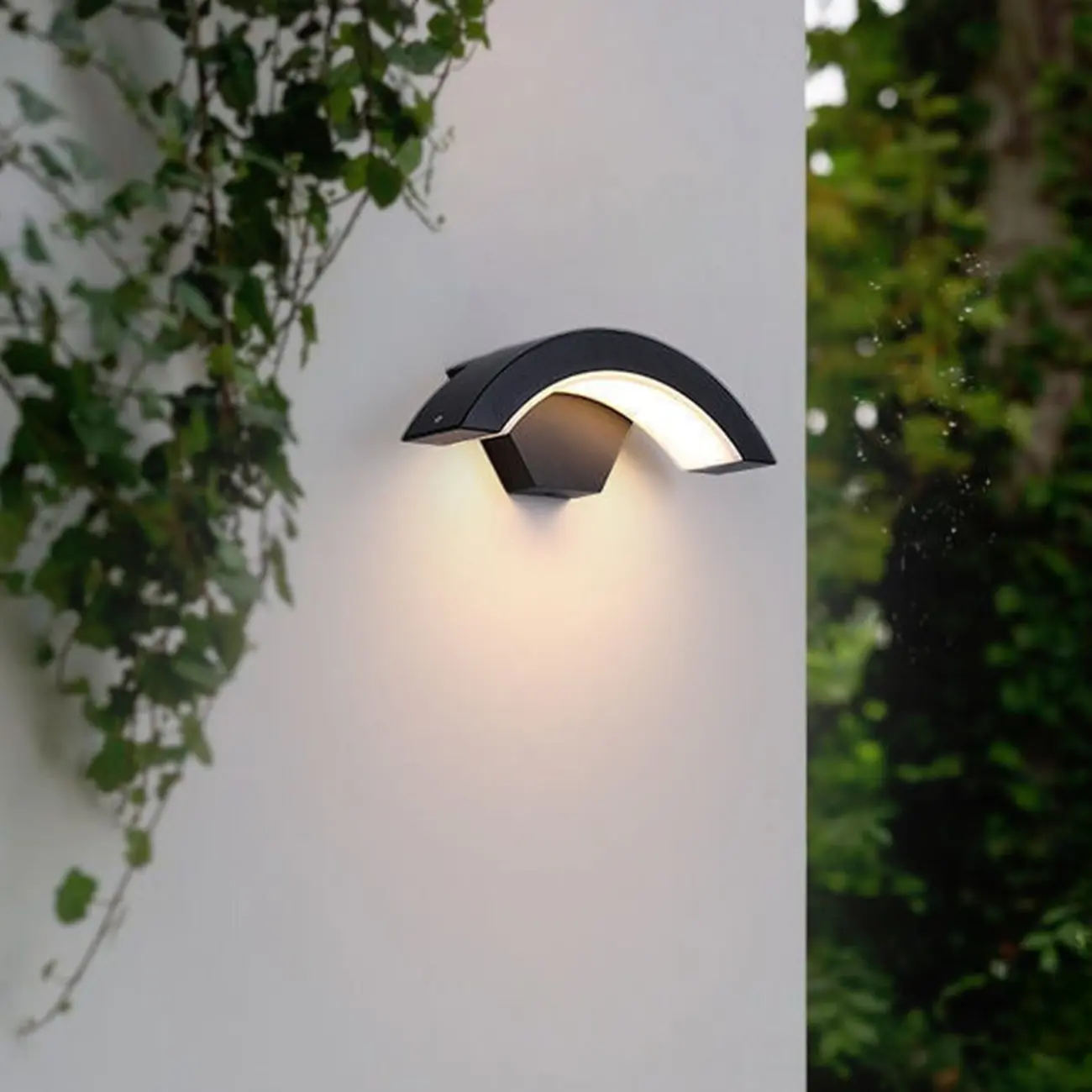 Outdoor Arc Wall Sconce with White Down Shade, Led Light, Hardwired, Polymethyl Methacrylate (pmma) Material Image - 2 | homeyfad