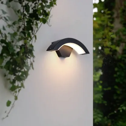 Outdoor Arc Wall Sconce with White Down Shade, Led Light, Hardwired, Polymethyl Methacrylate (pmma) Material Image - 2