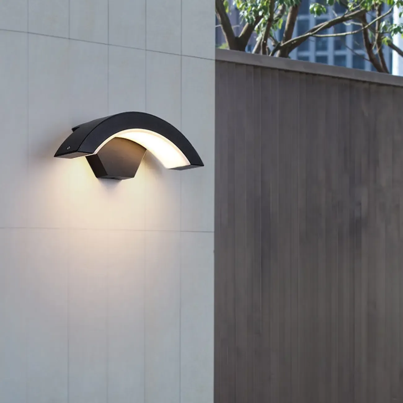 Outdoor Arc Wall Sconce with White Down Shade, Led Light, Hardwired, Polymethyl Methacrylate (pmma) Material Image - 4