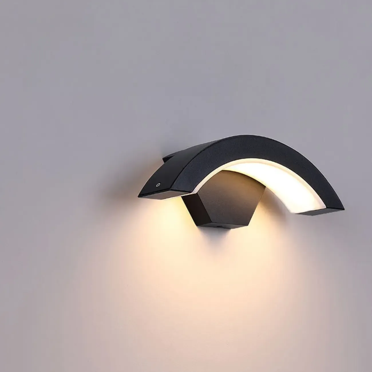 Outdoor Arc Wall Sconce with White Down Shade, Led Light, Hardwired, Polymethyl Methacrylate (pmma) Material Image - 8