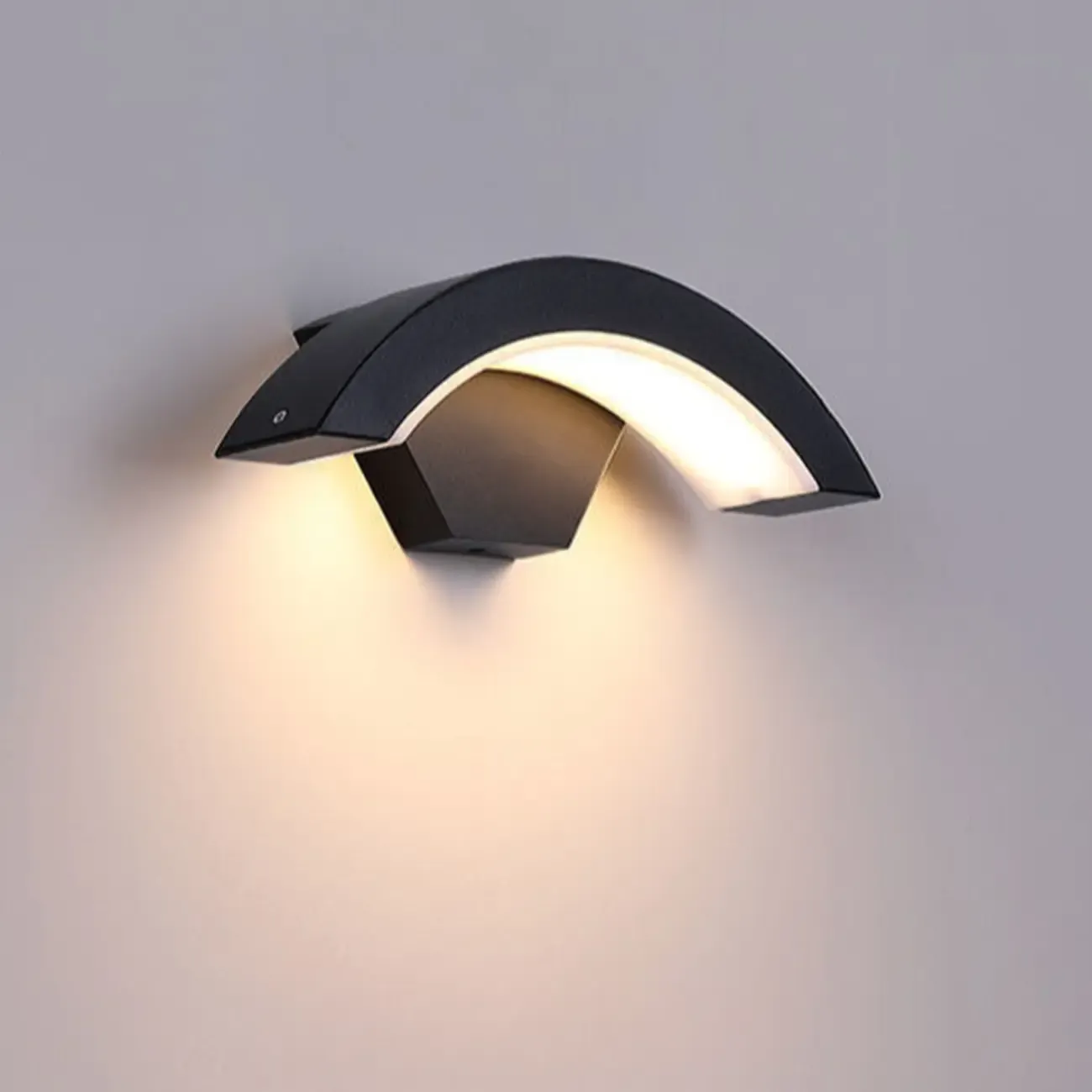 Outdoor Arc Wall Sconce with White Down Shade, Led Light, Hardwired, Polymethyl Methacrylate (pmma) Material Image - 9