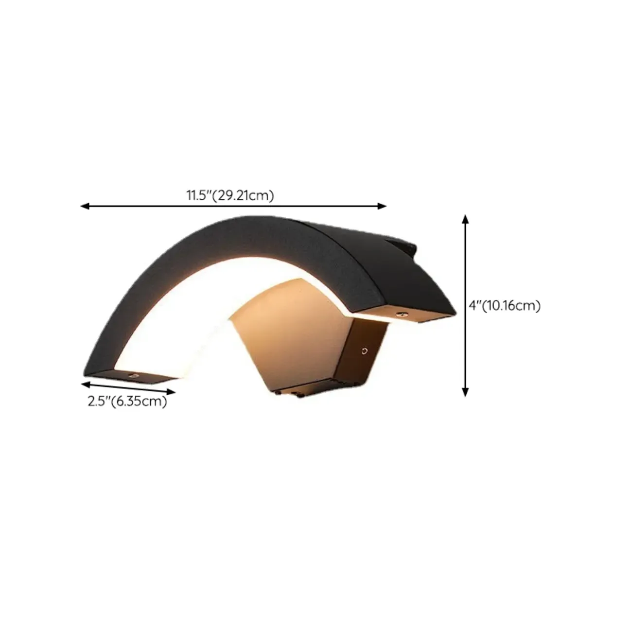 Outdoor Arc Wall Sconce with White Down Shade, Led Light, Hardwired, Polymethyl Methacrylate (pmma) Material #size