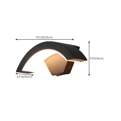 Outdoor Arc Wall Sconce with White Down Shade, Led Light, Hardwired, Polymethyl Methacrylate (pmma) Material #size