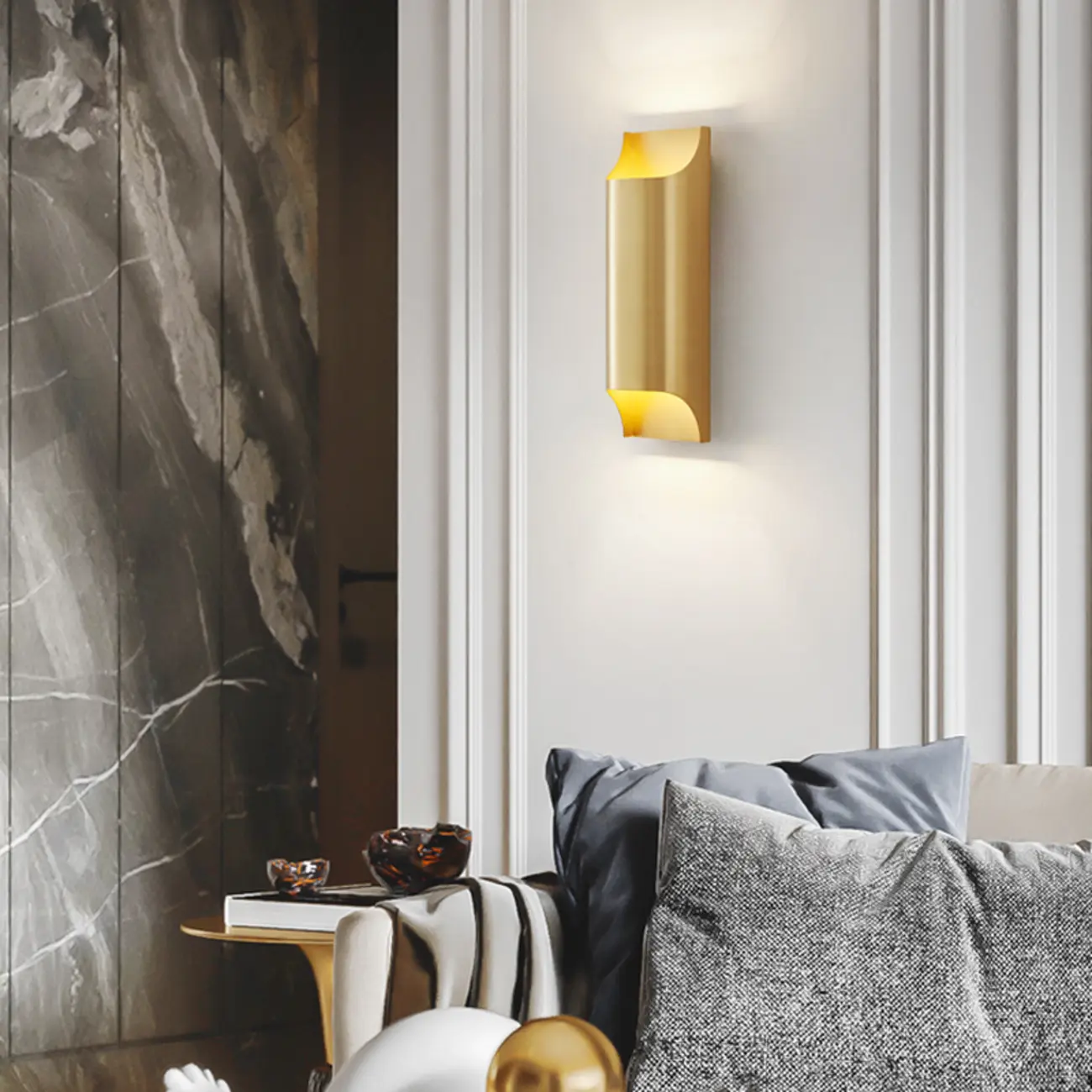 2-Light Copper LED Wall Lamp in Gold/Black Finish Image - 1 | homeyfad