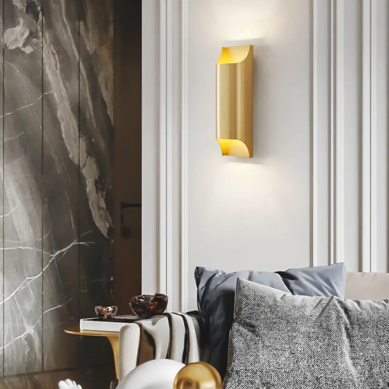 2-Light Copper LED Wall Lamp in Gold/Black Finish Image - 1