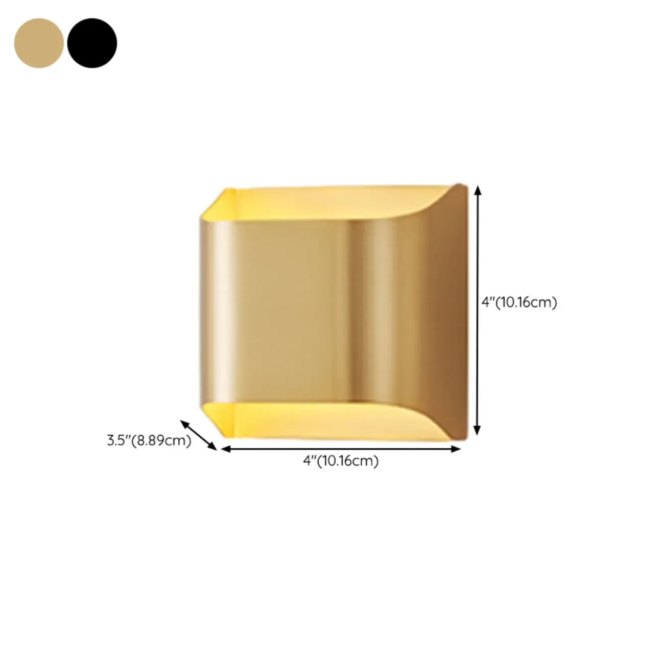2-Light Copper LED Wall Lamp in Gold/Black Finish #size