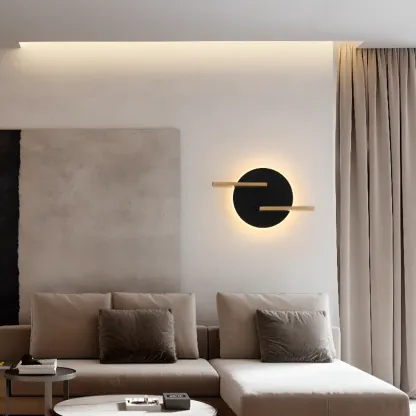 Modern Geometric LED Black Wall Sconce with USB Port Image - 3