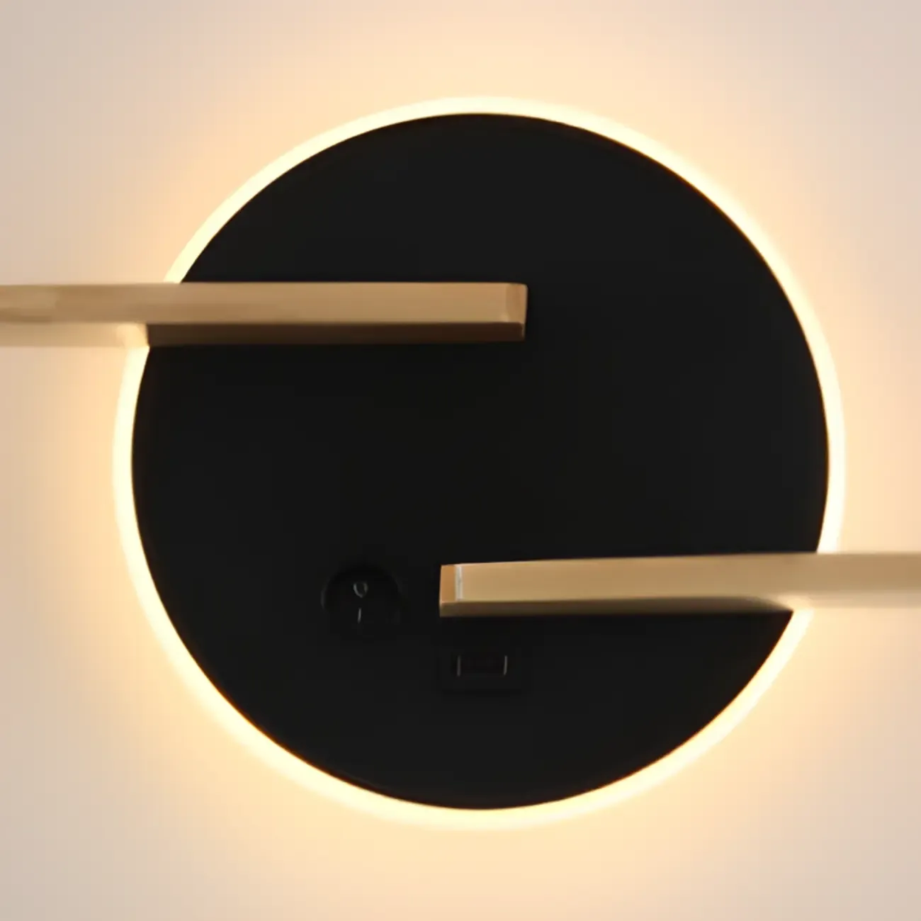 Modern Geometric LED Black Wall Sconce with USB Port Image - 7