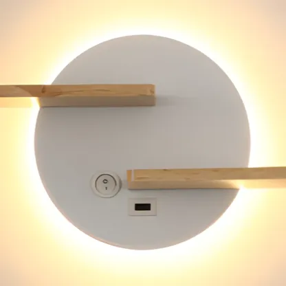 Modern Geometric LED Black Wall Sconce with USB Port Image - 8