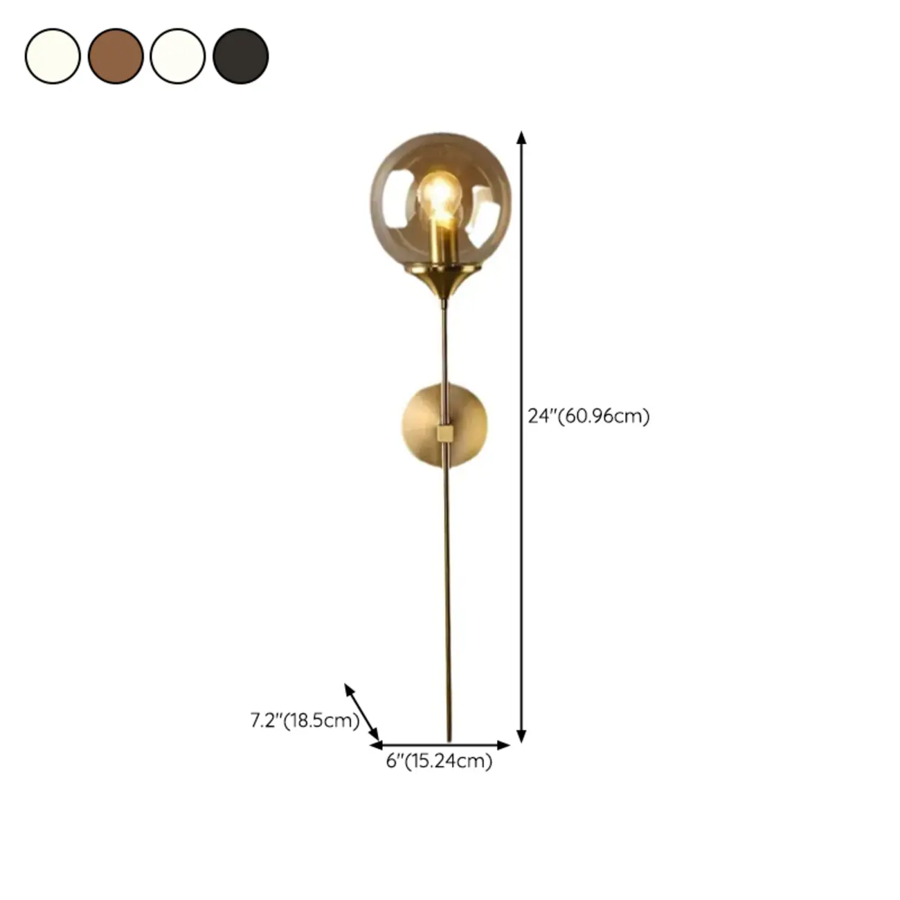 Modern Minimalist Wall Light with Metal Fixture and Glass Shade #size | homeyfad