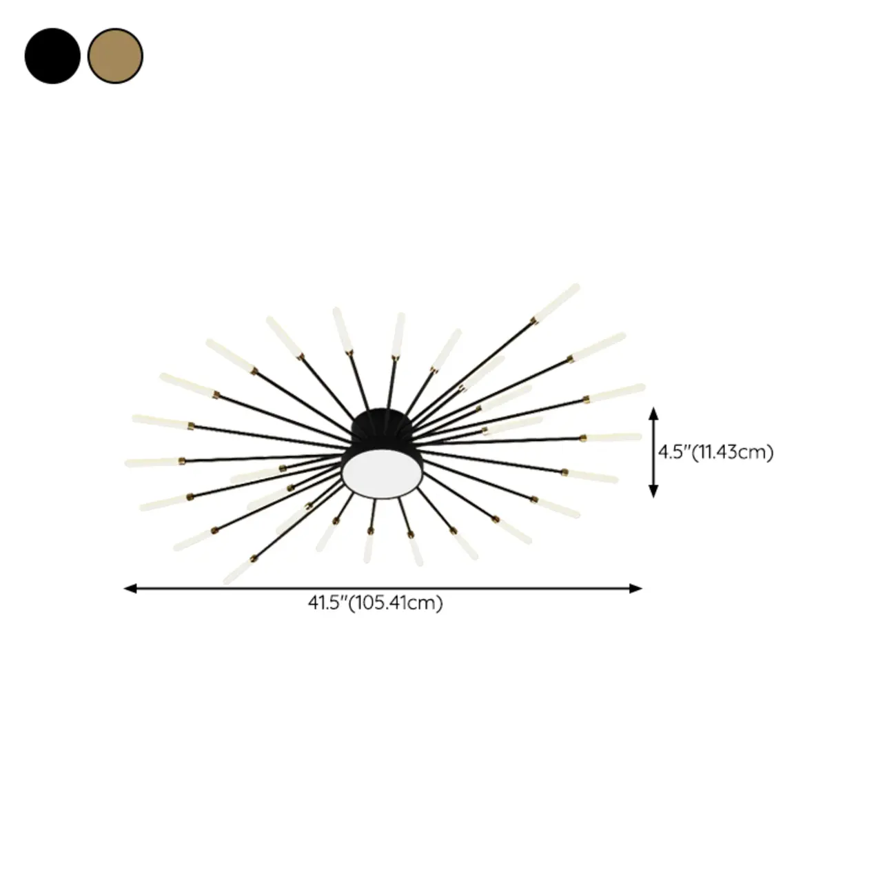 Modern Gold Metal Sputnik Semi Flush Ceiling Light #size