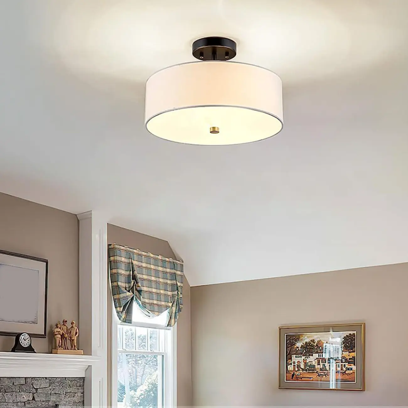 Modern Cylinder LED Semi Flush Ceiling Light for Living Room | homeyfad