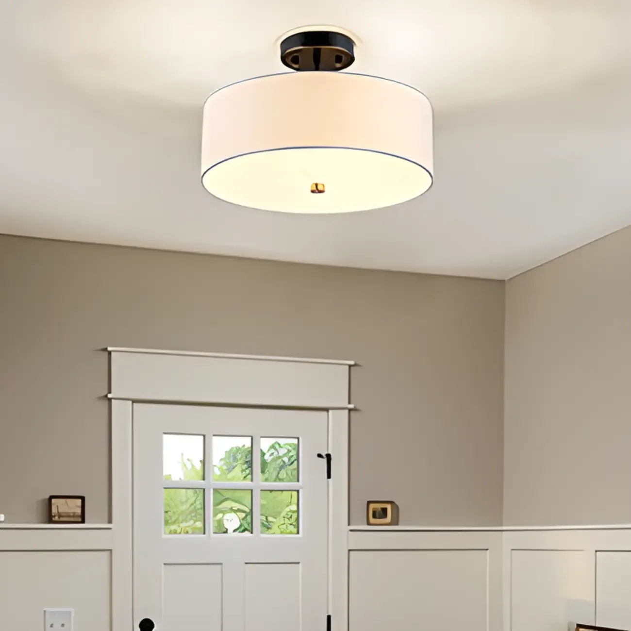 Modern Cylinder LED Semi Flush Ceiling Light for Living Room