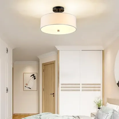 Modern Cylinder LED Semi Flush Ceiling Light for Living Room