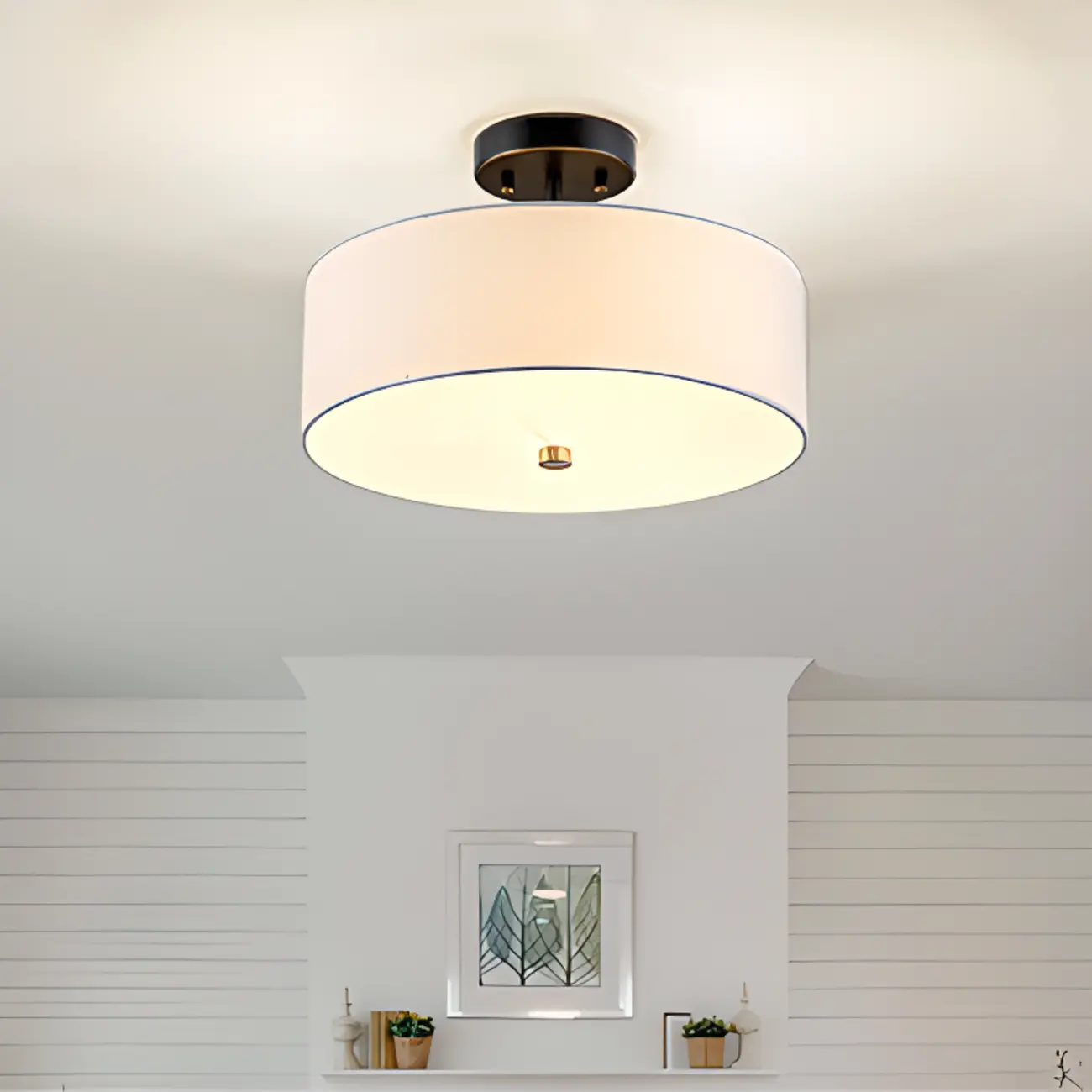 Modern Cylinder LED Semi Flush Ceiling Light for Living Room | homeyfad