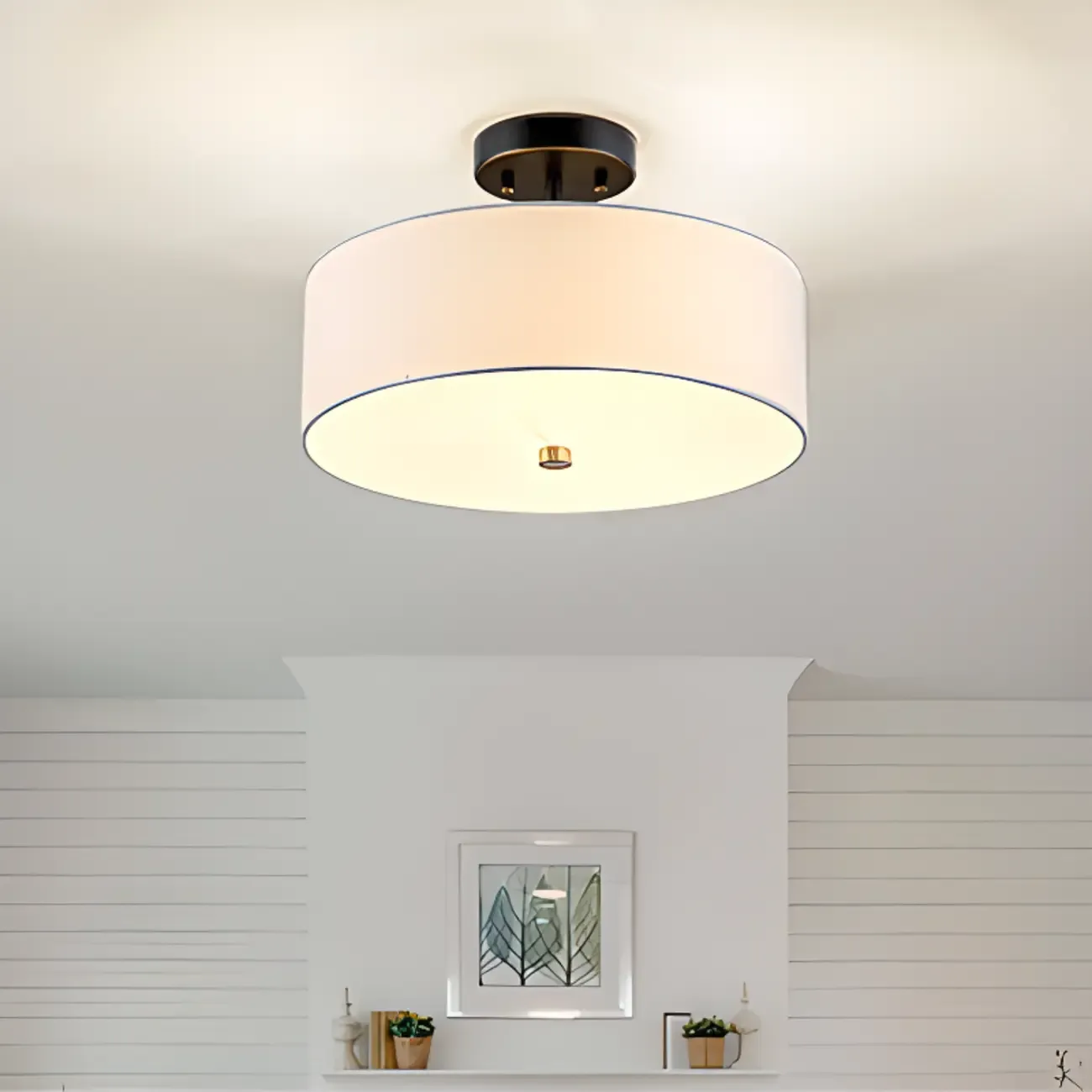 Modern Cylinder LED Semi Flush Ceiling Light for Living Room