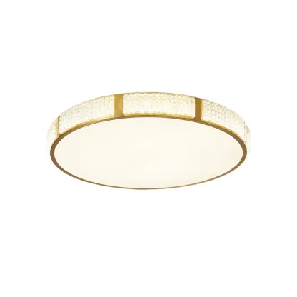 2 Lights Hardwired Surface Mount Round Ceiling Lighting with Polymethyl Methacrylate (pmma) Shade and Gilded Metal Fixture Image - 5