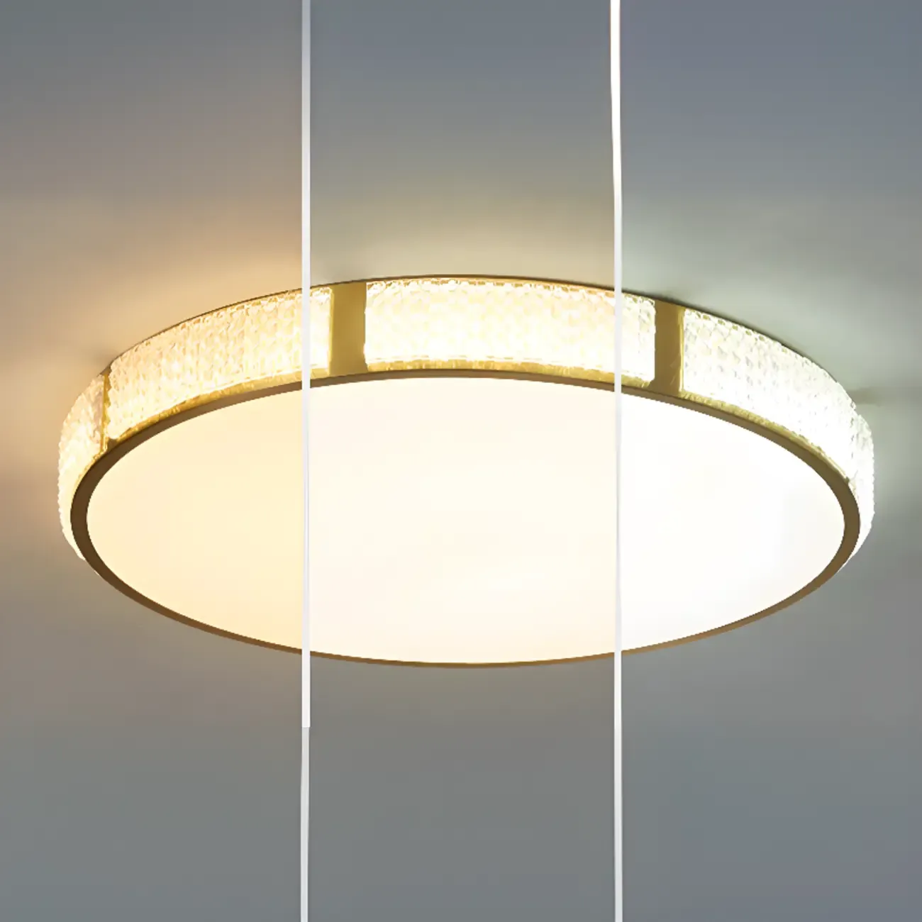 2 Lights Hardwired Surface Mount Round Ceiling Lighting with Polymethyl Methacrylate (pmma) Shade and Gilded Metal Fixture Image - 6