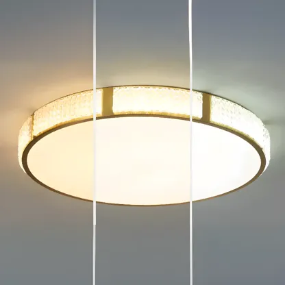 2 Lights Hardwired Surface Mount Round Ceiling Lighting with Polymethyl Methacrylate (pmma) Shade and Gilded Metal Fixture Image - 6