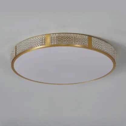 2 Lights Hardwired Surface Mount Round Ceiling Lighting with Polymethyl Methacrylate (pmma) Shade and Gilded Metal Fixture Image - 7