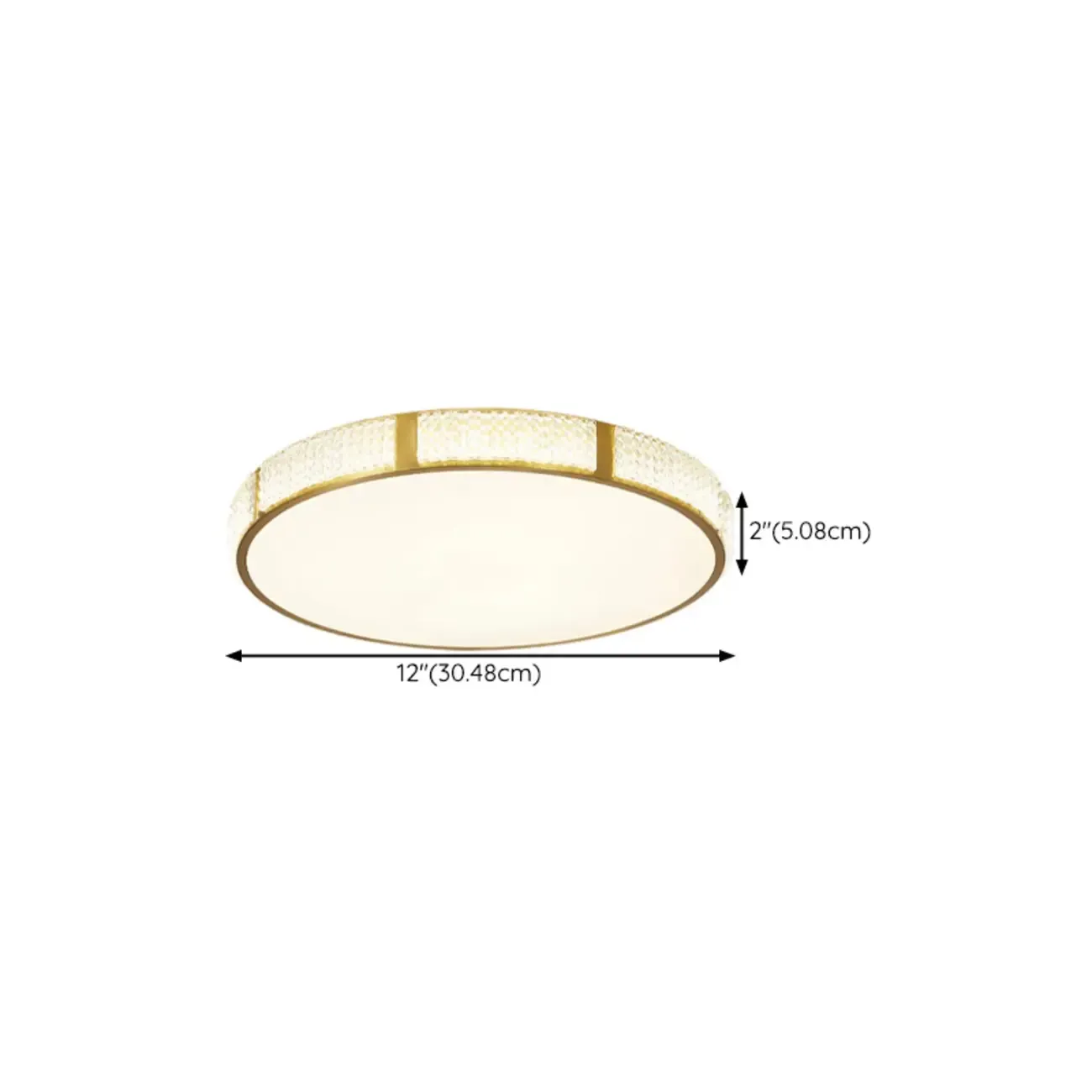 2 Lights Hardwired Surface Mount Round Ceiling Lighting with Polymethyl Methacrylate (pmma) Shade and Gilded Metal Fixture #size