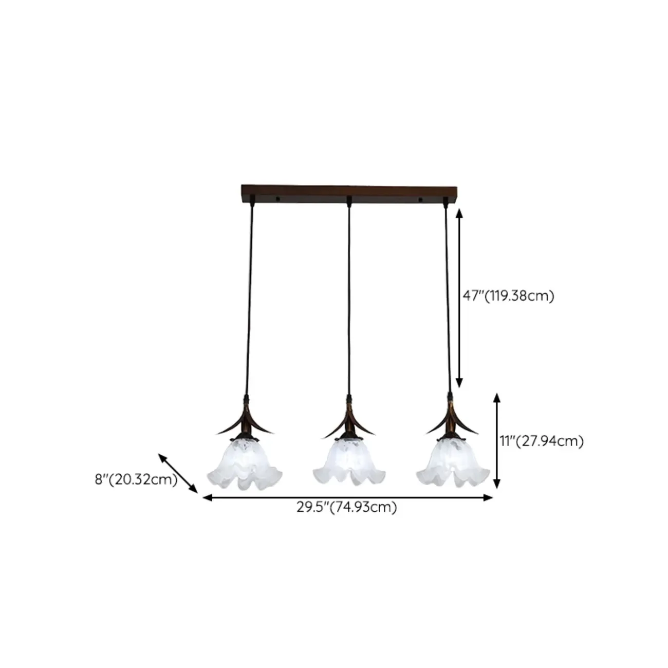 Modern Glass Flower-Shaped Pendant Light for Kitchen #size