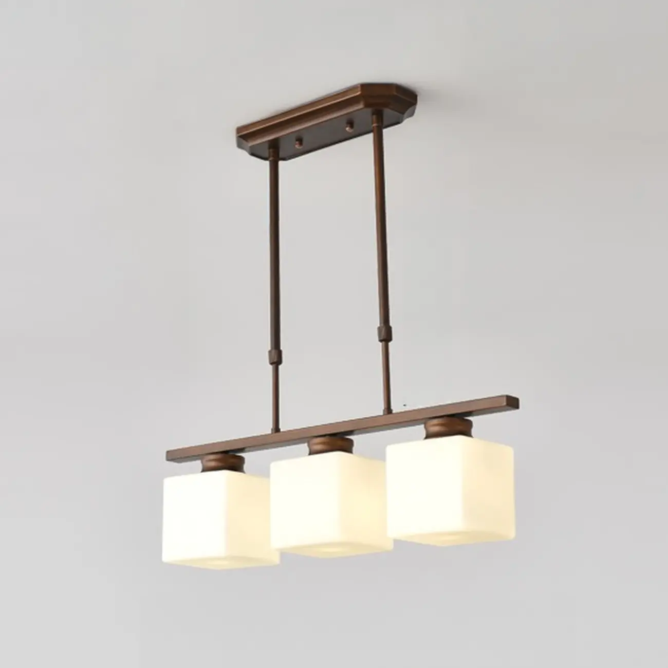 Modern Brown Metal Glass Kitchen Island Pendant Light Image - 2 | homeyfad