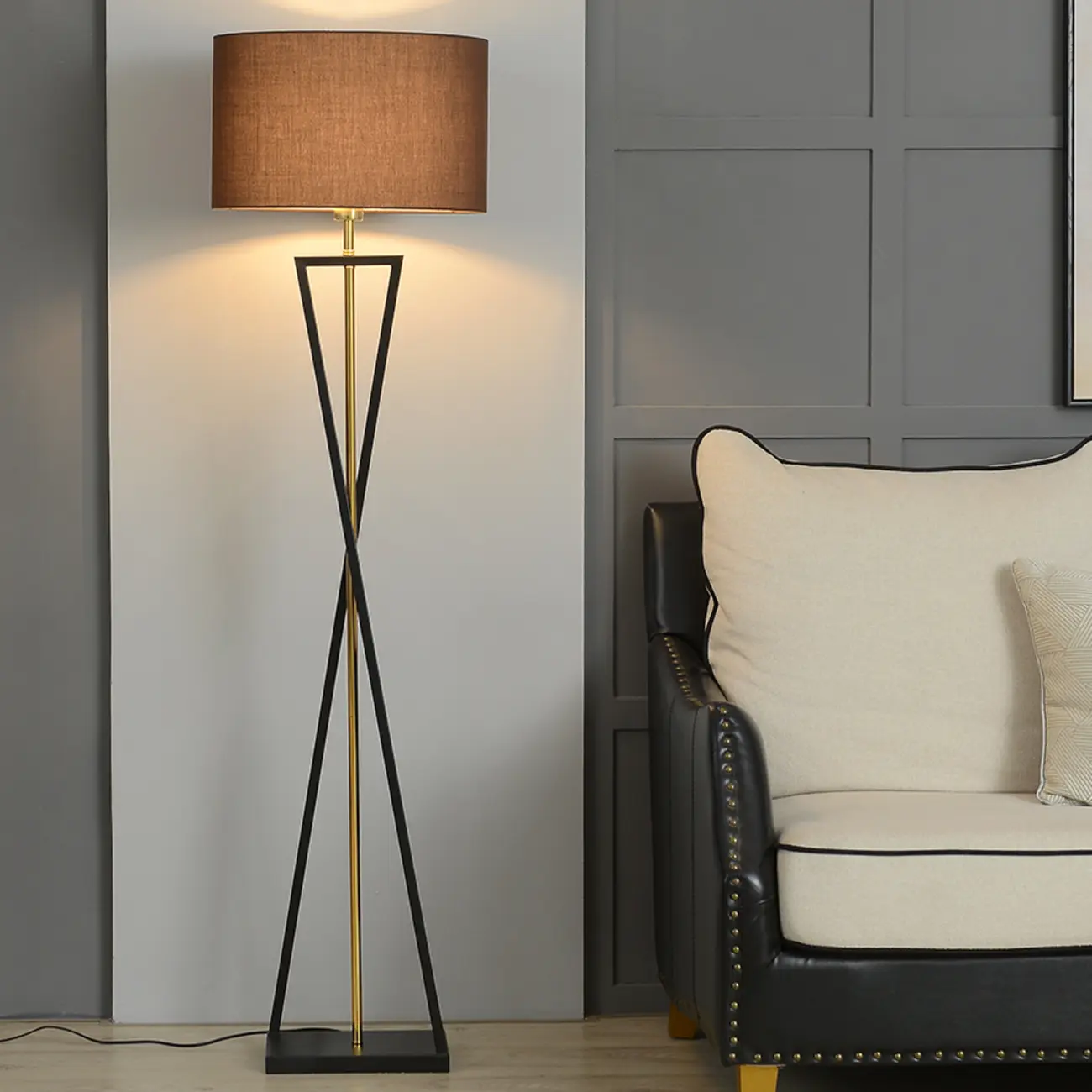Modern Alloy Floor Lamp with Cloth Shade for Living Room Image - 1 | homeyfad