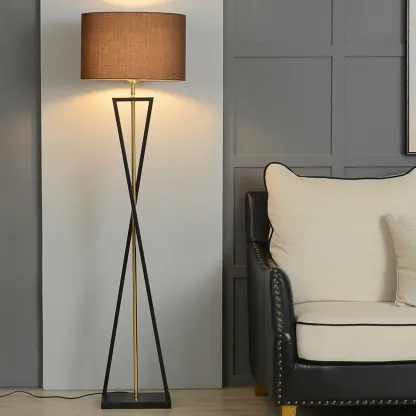 Modern Alloy Floor Lamp with Cloth Shade for Living Room Image - 1