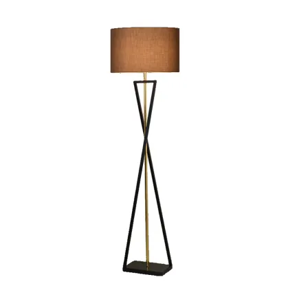 Modern Alloy Floor Lamp with Cloth Shade for Living Room Image - 4