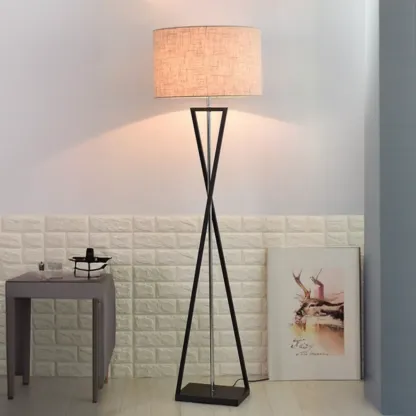 Modern Alloy Floor Lamp with Cloth Shade for Living Room Image - 7