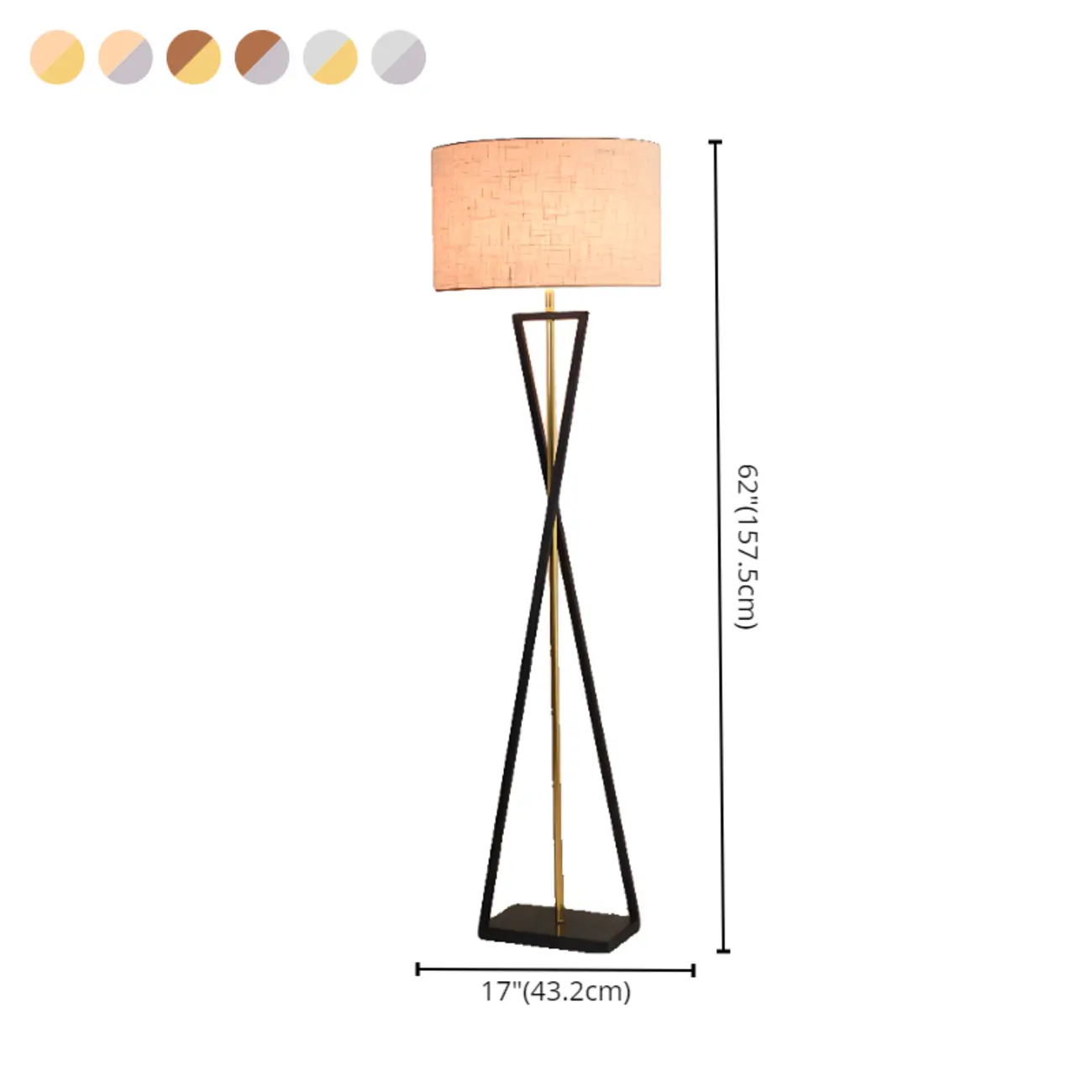 Modern Alloy Floor Lamp with Cloth Shade for Living Room #size | homeyfad