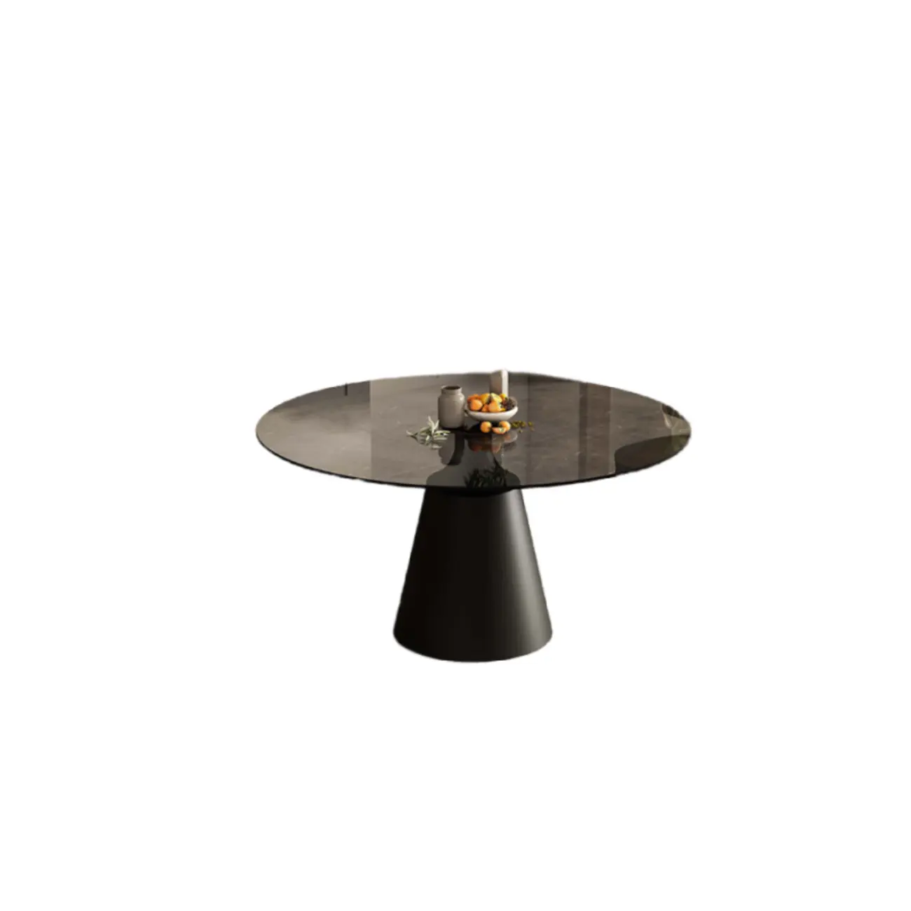 Modern Black Glass Round Dining Table Image - 2 | homeyfad
