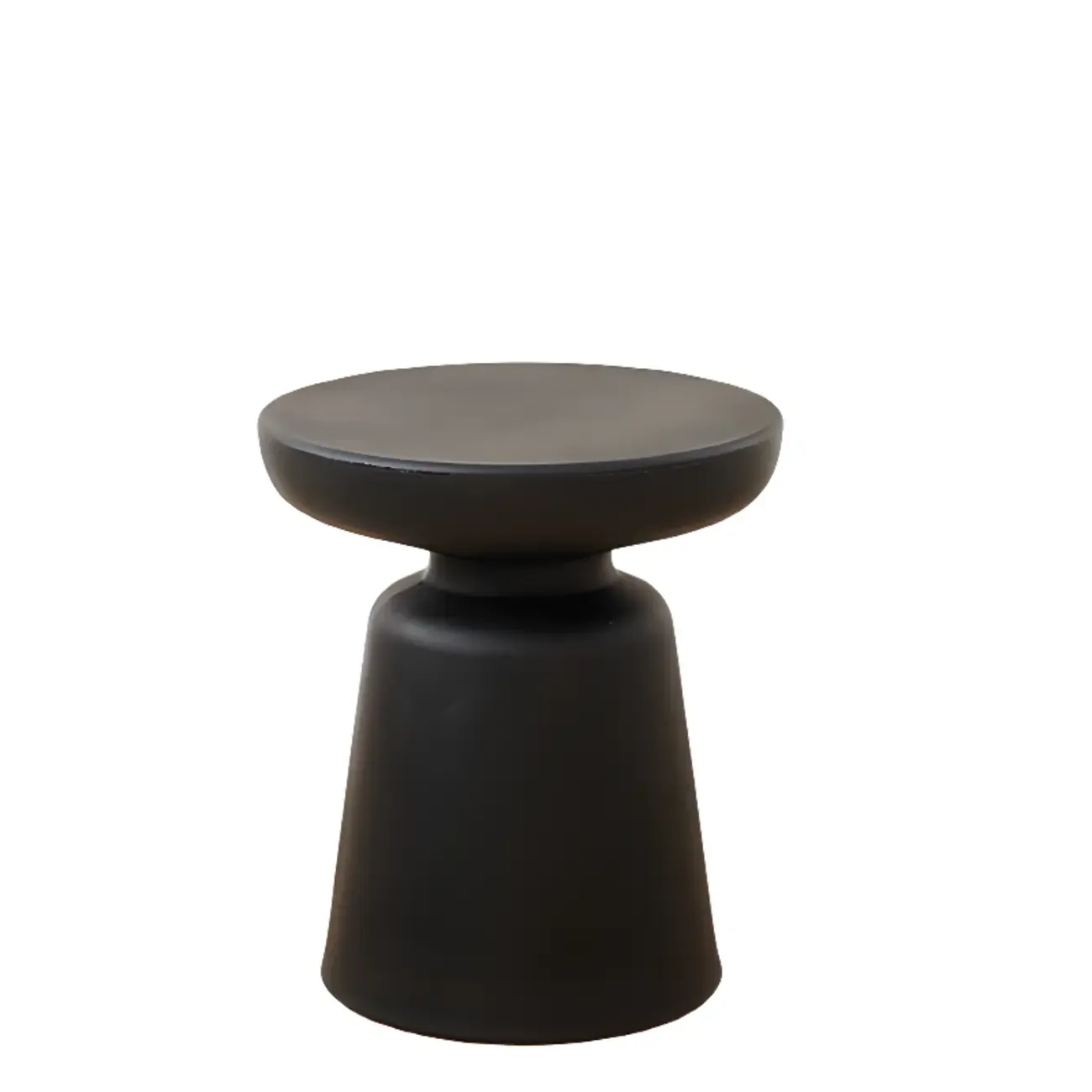 Simple Red Round End Table with Drum Base Image - 8