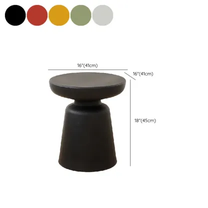 Simple Red Round End Table with Drum Base #size