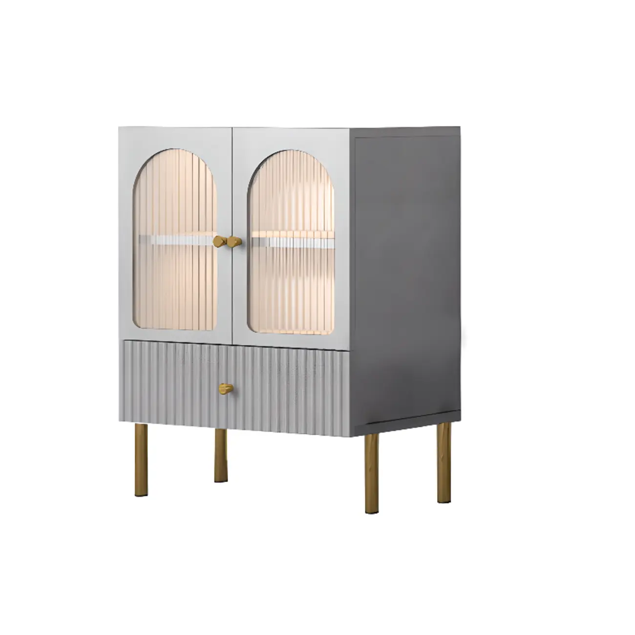 Trendy Marble-Textured Striped Wood Glass Storage Cabinet Image - 11 | homeyfad