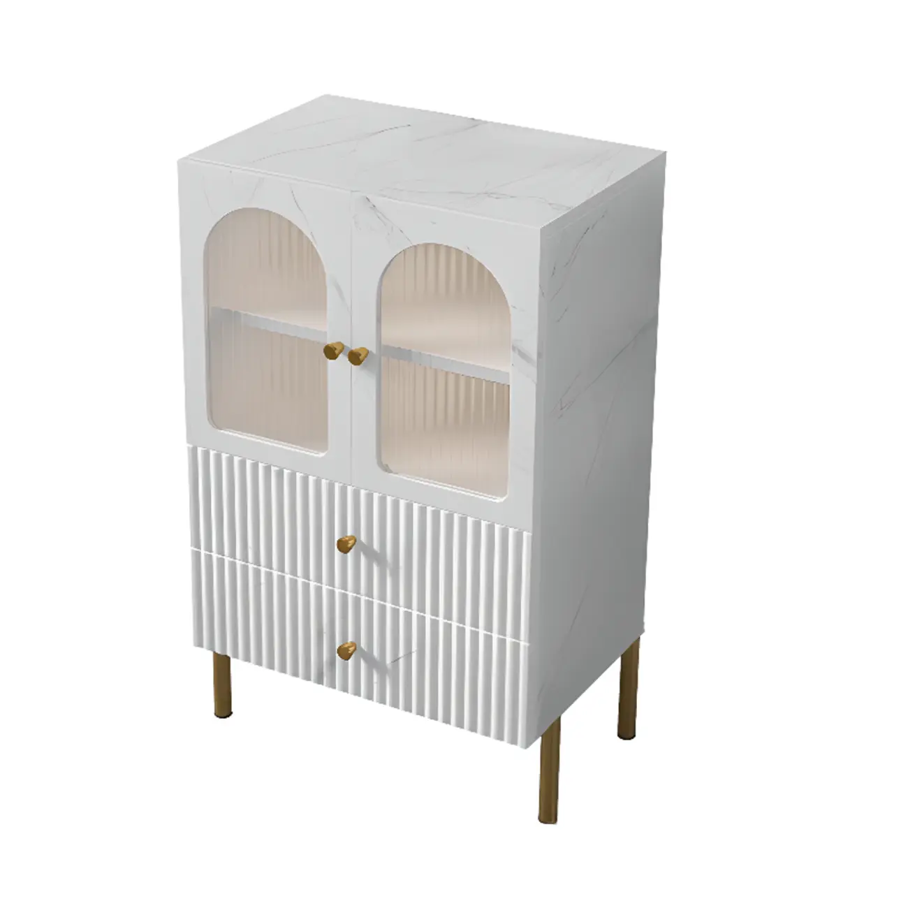 Trendy Marble-Textured Striped Wood Glass Storage Cabinet Image - 12 | homeyfad