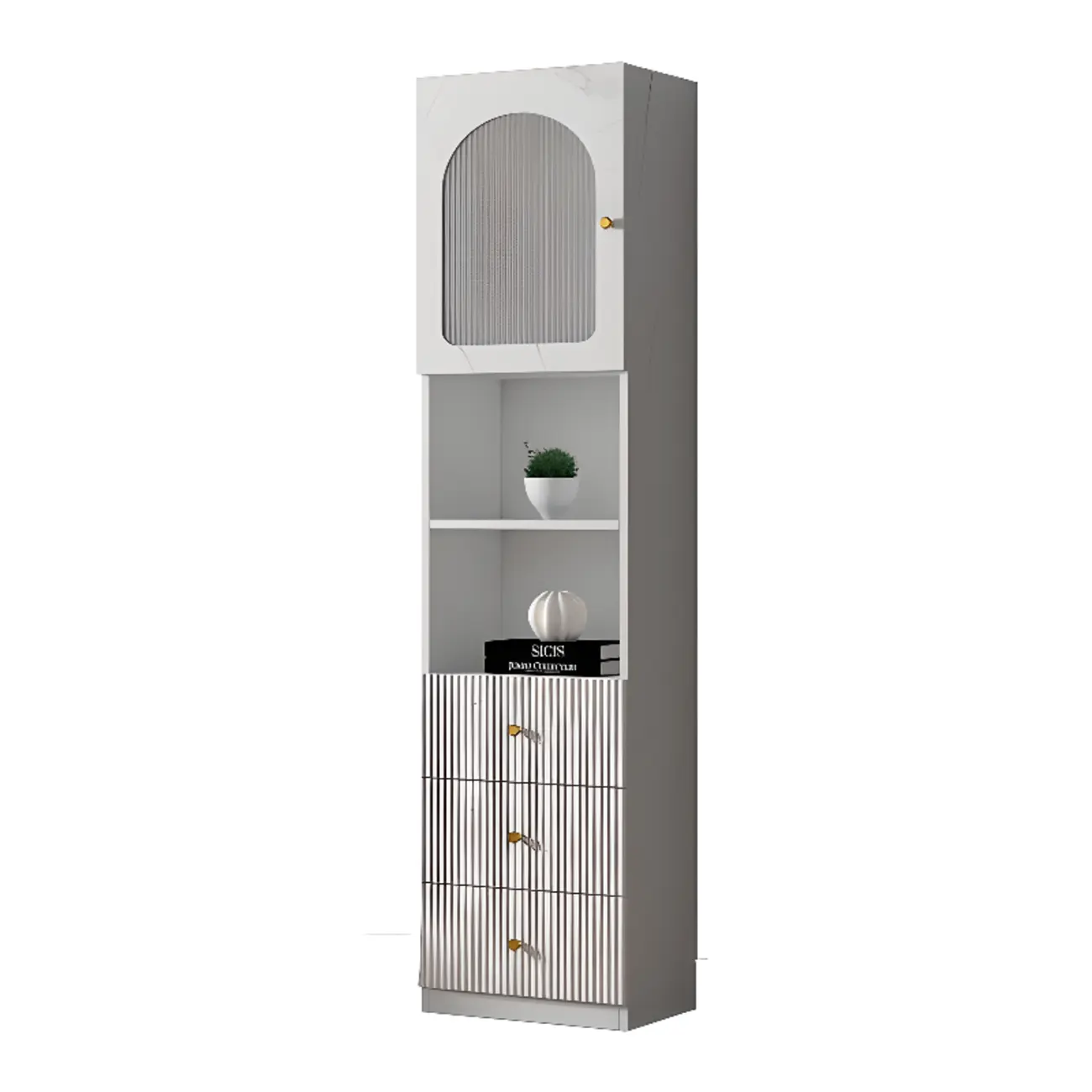 Trendy Marble-Textured Striped Wood Glass Storage Cabinet Image - 13 | homeyfad