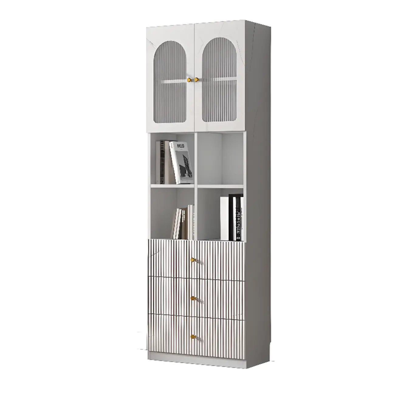 Trendy Marble-Textured Striped Wood Glass Storage Cabinet Image - 20 | homeyfad