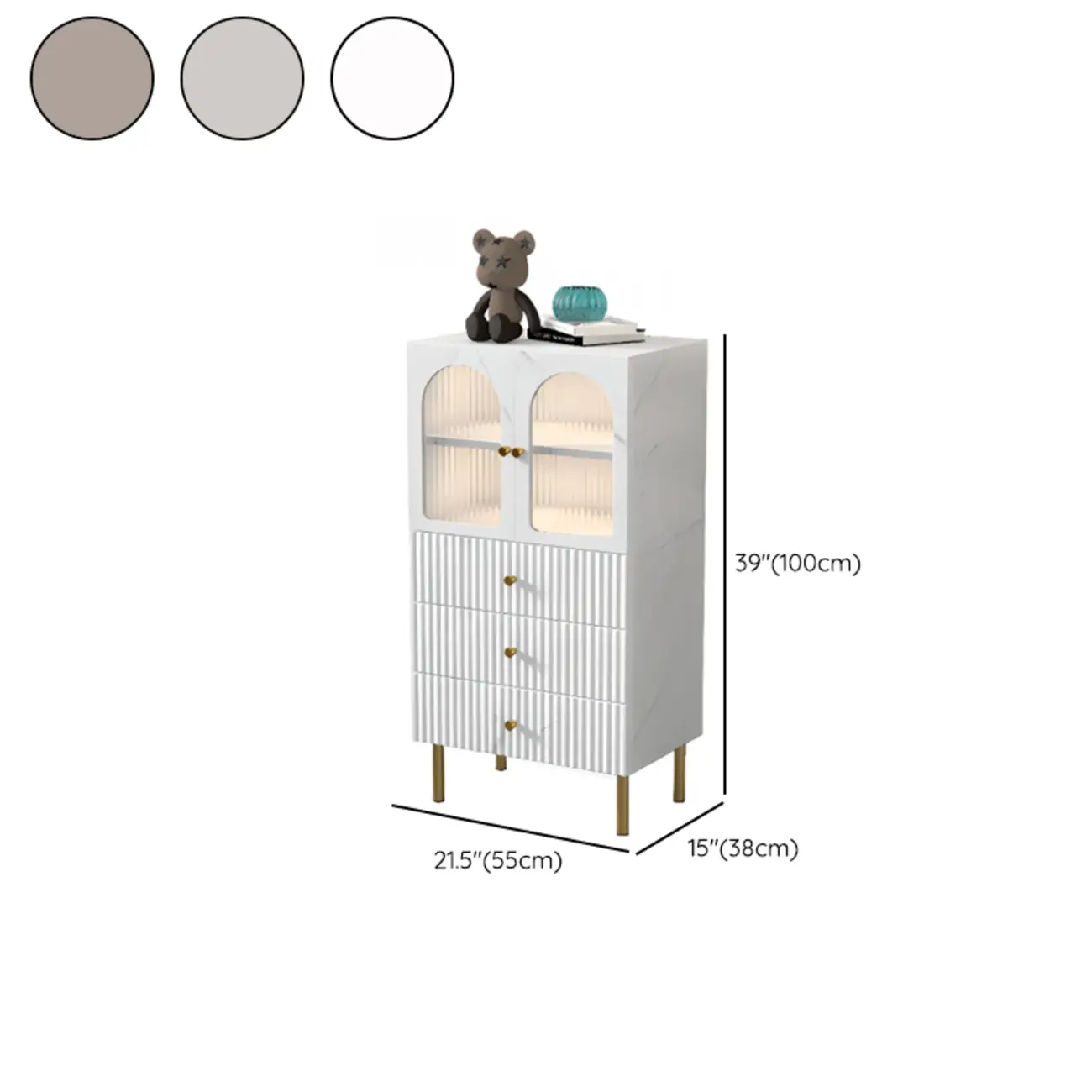 Trendy Marble-Textured Striped Wood Glass Storage Cabinet Image - 25 | homeyfad