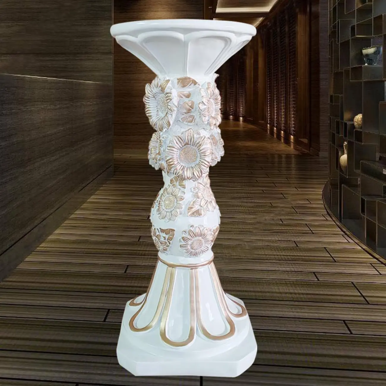 Victorian Gold Acrylic Round Hall Display Plant Stand Image - 2 | homeyfad