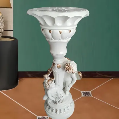 Victorian Gold Acrylic Round Hall Display Plant Stand Image - 4