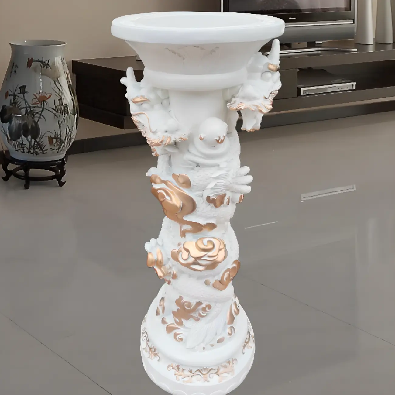 Victorian Gold Acrylic Round Hall Display Plant Stand Image - 6 | homeyfad