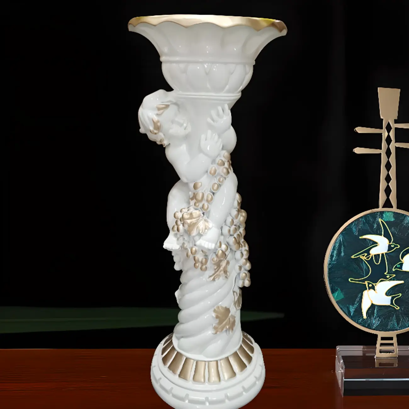 Victorian Gold Acrylic Round Hall Display Plant Stand Image - 8 | homeyfad