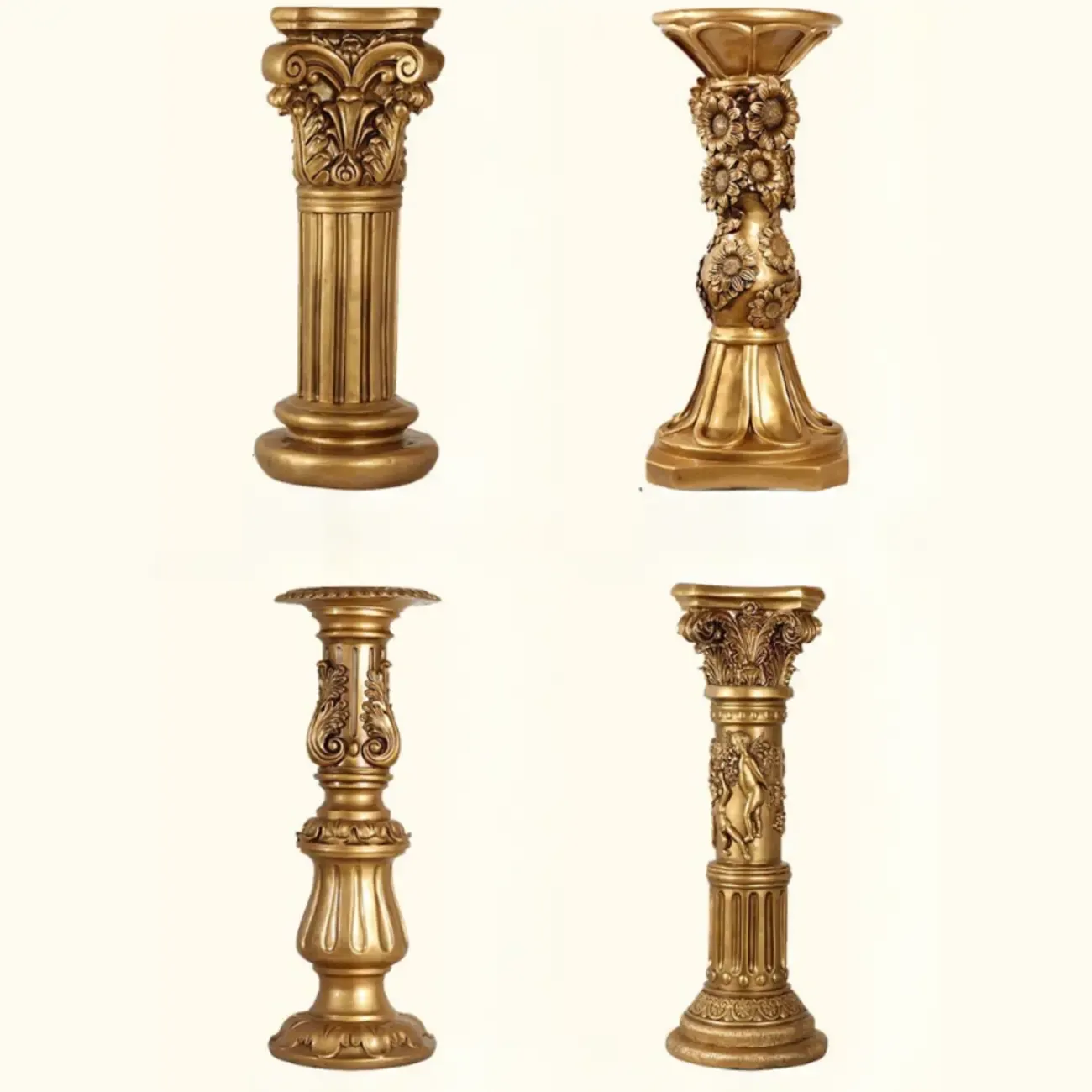 Victorian Gold Acrylic Round Hall Display Plant Stand Image - 10